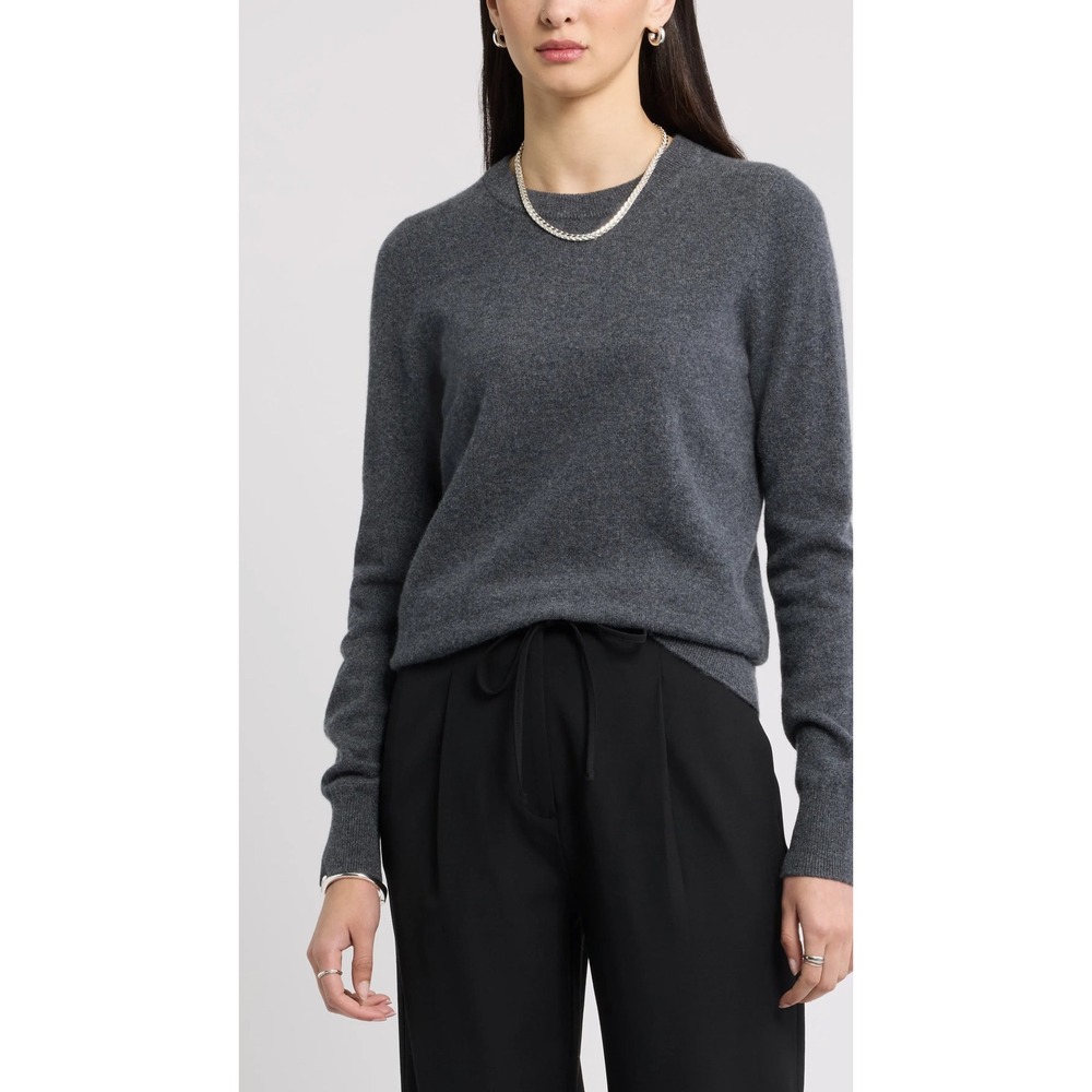Nordstrom 100% Cashmere Crewneck Sweater Heather Gray M